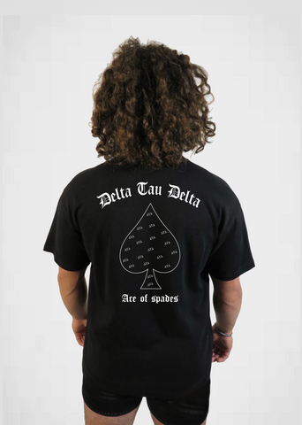 Delts Cards Tee Black Backside - Greek Fashionwear