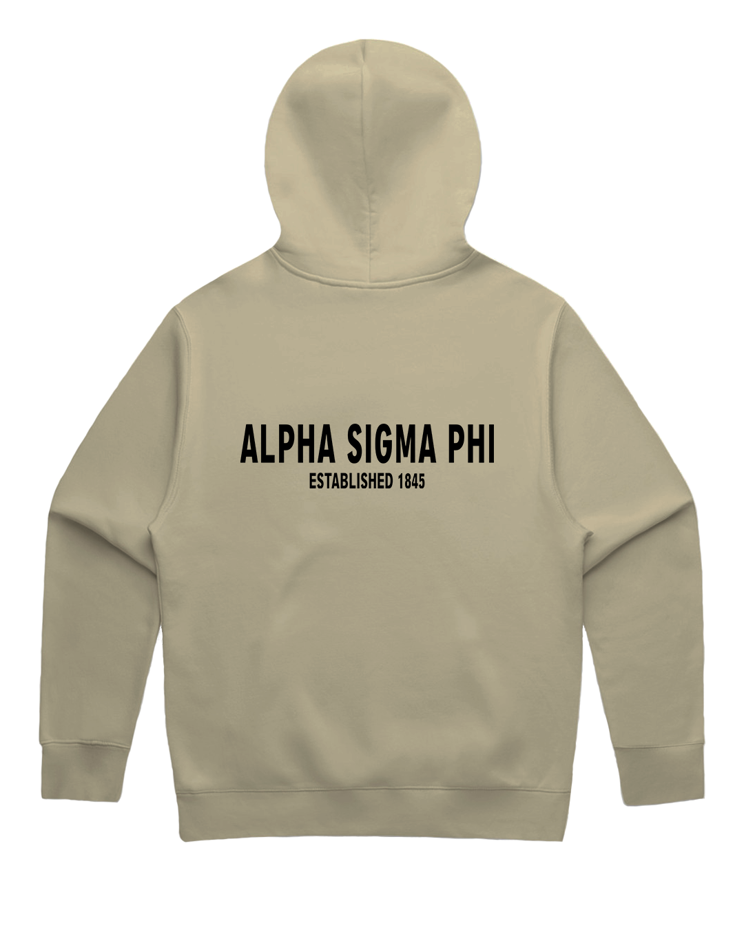 Alpha Sigma Phi Essentials Style Hoodie Beige Backside - Greek Fashionwear