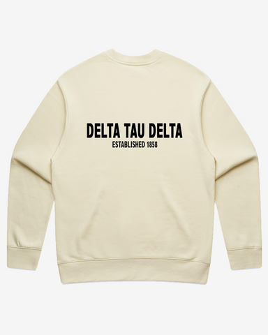 Delts Essentials Style Crewneck Cream Backside - Greek Fashionwear